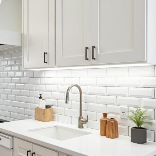 Subway Tile Backsplash & Cabinets